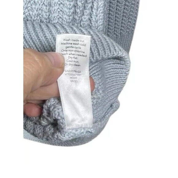 Athleta Teton V Neck Sweater‎ Women Small BLUE Heavy Knit Cotton Pullover - Picture 8 of 11